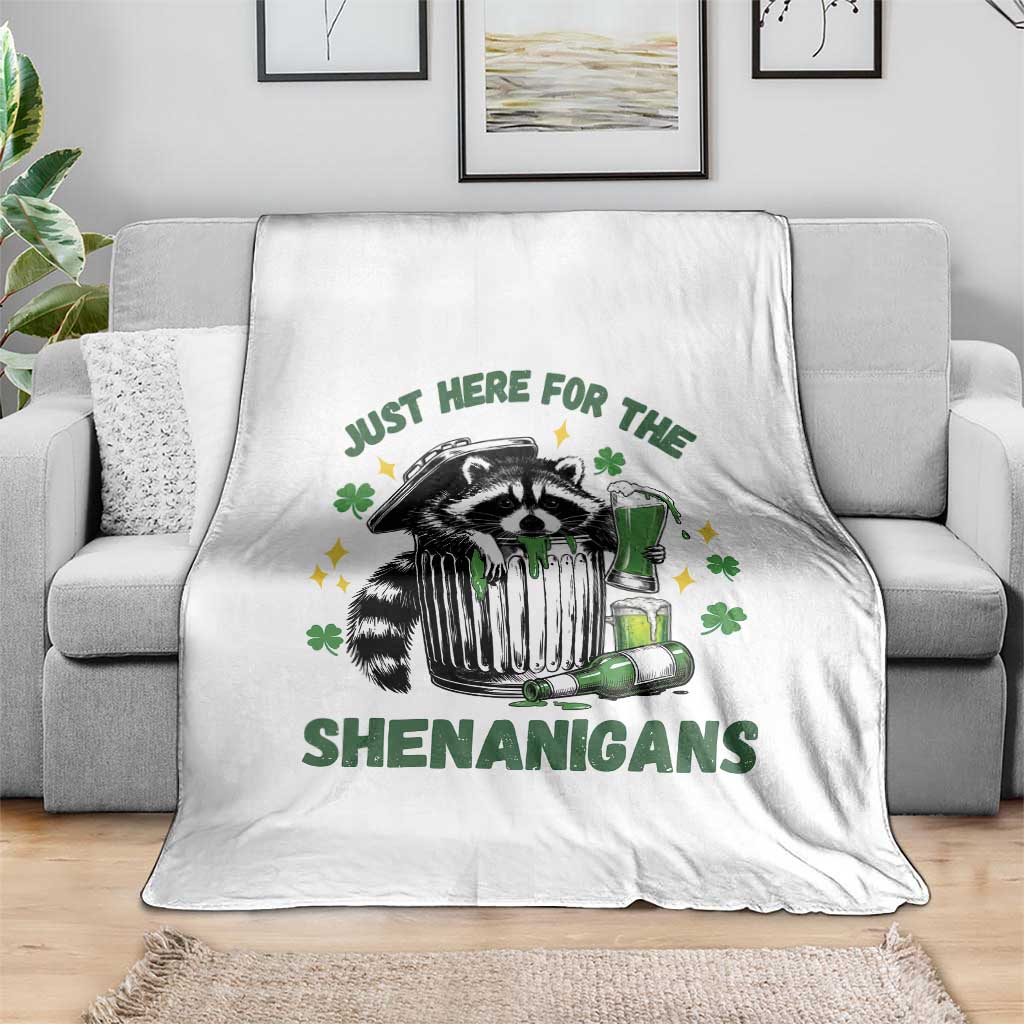 Funny Raccoon St Patricks Day Meme Throw Blanket Trash Panda Just Here For The Shenanigans TS14 Print Your Wear