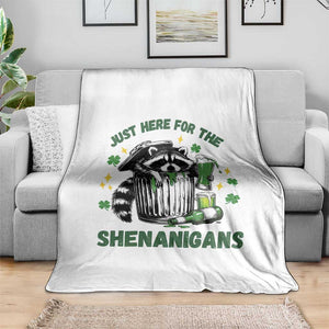Funny Raccoon St Patricks Day Meme Throw Blanket Trash Panda Just Here For The Shenanigans TS14 Print Your Wear