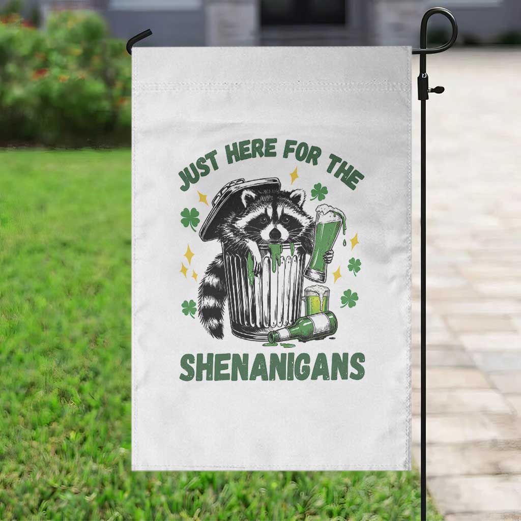 Funny Raccoon St Patricks Day Meme Garden Flag Trash Panda Just Here For The Shenanigans TS14 Print Your Wear