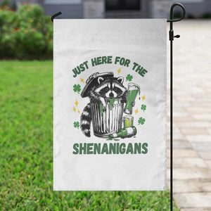 Funny Raccoon St Patricks Day Meme Garden Flag Trash Panda Just Here For The Shenanigans TS14 Print Your Wear