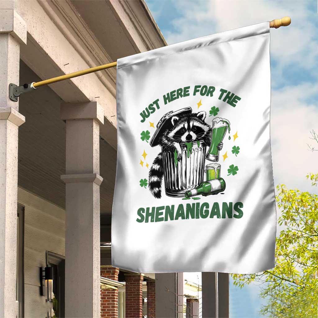 Funny Raccoon St Patricks Day Meme Garden Flag Trash Panda Just Here For The Shenanigans TS14 Print Your Wear
