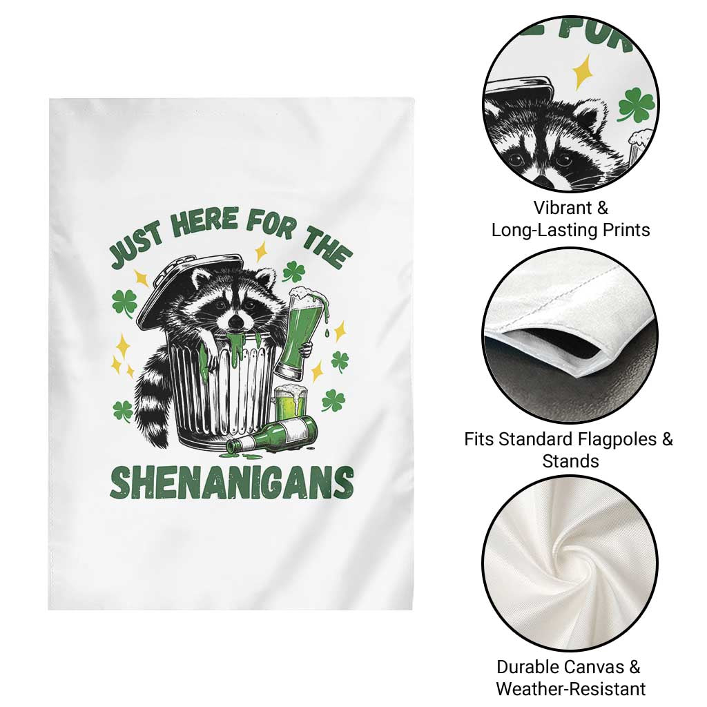 Funny Raccoon St Patricks Day Meme Garden Flag Trash Panda Just Here For The Shenanigans TS14 Print Your Wear