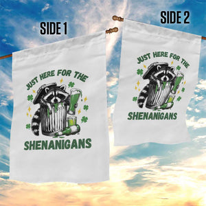 Funny Raccoon St Patricks Day Meme Garden Flag Trash Panda Just Here For The Shenanigans TS14 Print Your Wear
