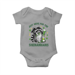Funny Raccoon St Patricks Day Meme Baby Onesie Trash Panda Just Here For The Shenanigans TS14 Sport Gray Print Your Wear