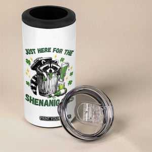 Funny Raccoon St Patricks Day Meme 4 in 1 Can Cooler Tumbler Trash Panda Just Here For The Shenanigans TS14 Print Your Wear
