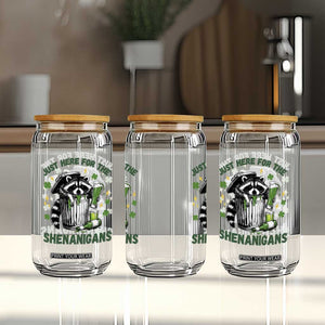 Funny Raccoon St Patricks Day Meme Glass Can Trash Panda Just Here For The Shenanigans TS14 Print Your Wear