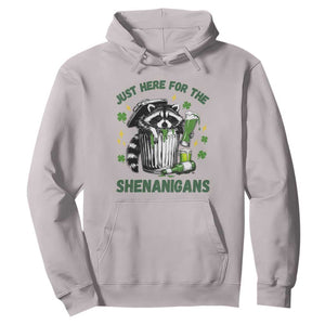 Funny Raccoon St Patricks Day Meme Hoodie Trash Panda Just Here For The Shenanigans TS14 Ice Gray Print Your Wear