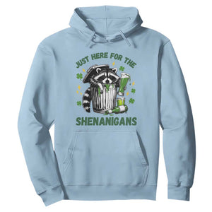 Funny Raccoon St Patricks Day Meme Hoodie Trash Panda Just Here For The Shenanigans TS14 Light Blue Print Your Wear