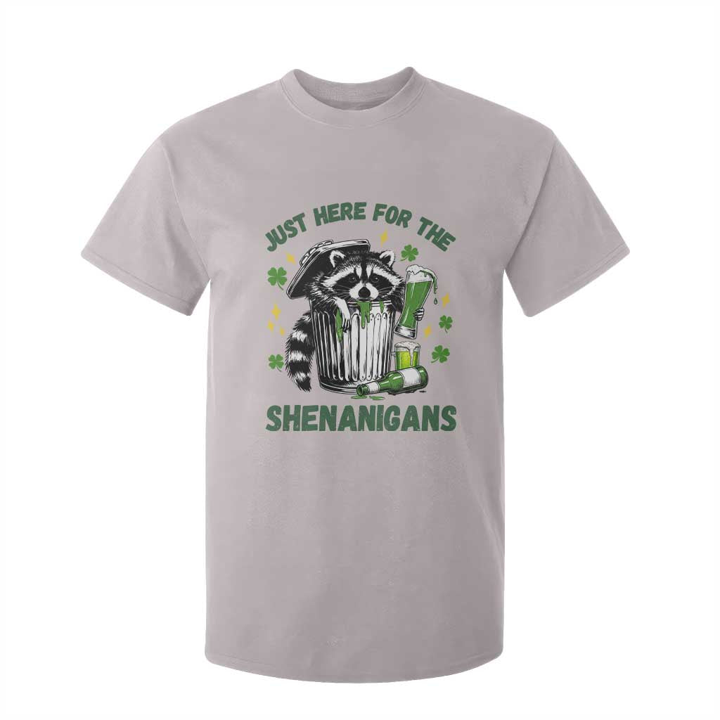 Funny Raccoon St Patricks Day Meme T Shirt For Kid - Trash Panda Just Here For The Shenanigans TS14 Ice Gray Print Your Wear