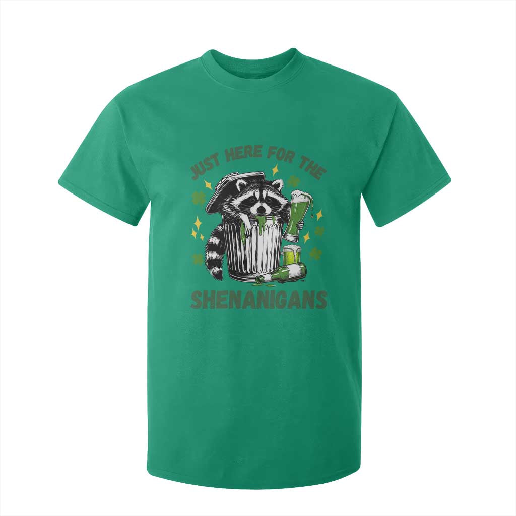 Funny Raccoon St Patricks Day Meme T Shirt For Kid - Trash Panda Just Here For The Shenanigans TS14 Irish Green Print Your Wear