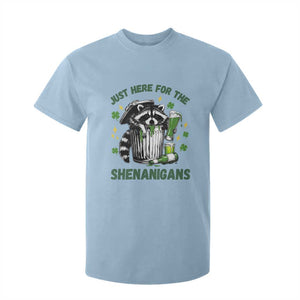 Funny Raccoon St Patricks Day Meme T Shirt For Kid - Trash Panda Just Here For The Shenanigans TS14 Light Blue Print Your Wear