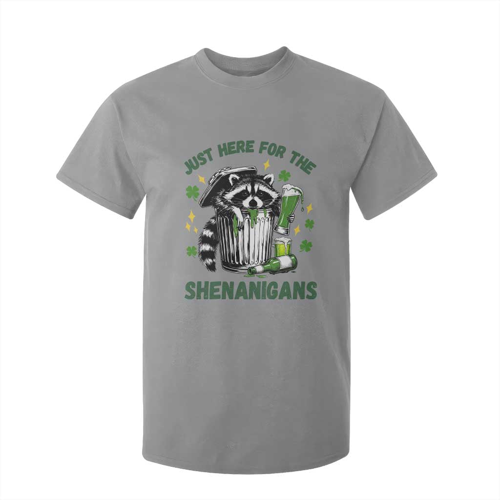 Funny Raccoon St Patricks Day Meme T Shirt For Kid - Trash Panda Just Here For The Shenanigans TS14 Sport Gray Print Your Wear