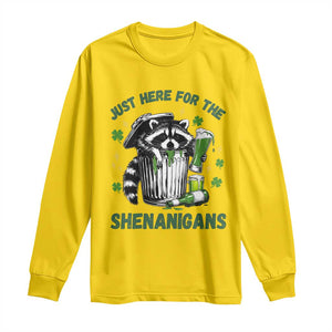 Funny Raccoon St Patricks Day Meme Long Sleeve Shirt Trash Panda Just Here For The Shenanigans TS14 Daisy Print Your Wear