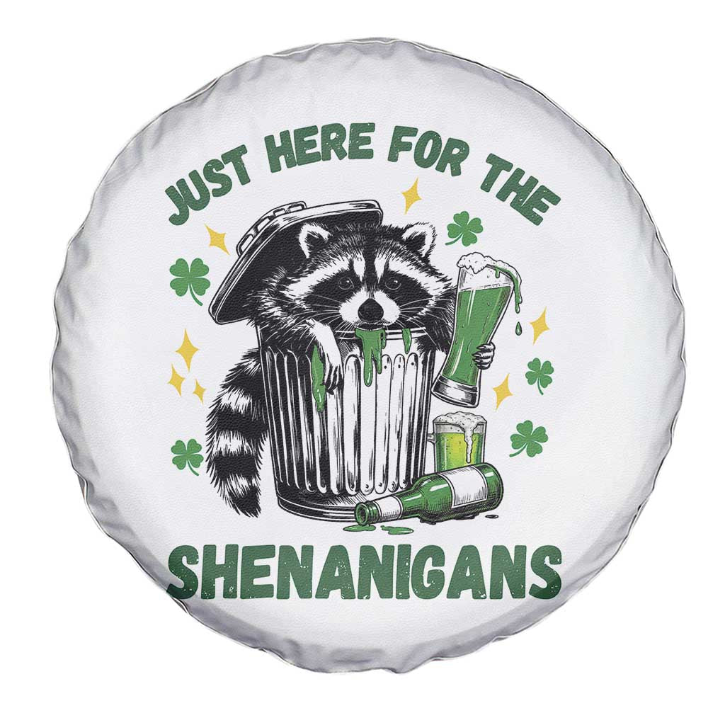 Funny Raccoon St Patricks Day Meme Spare Tire Cover Trash Panda Just Here For The Shenanigans TS14 Print Your Wear