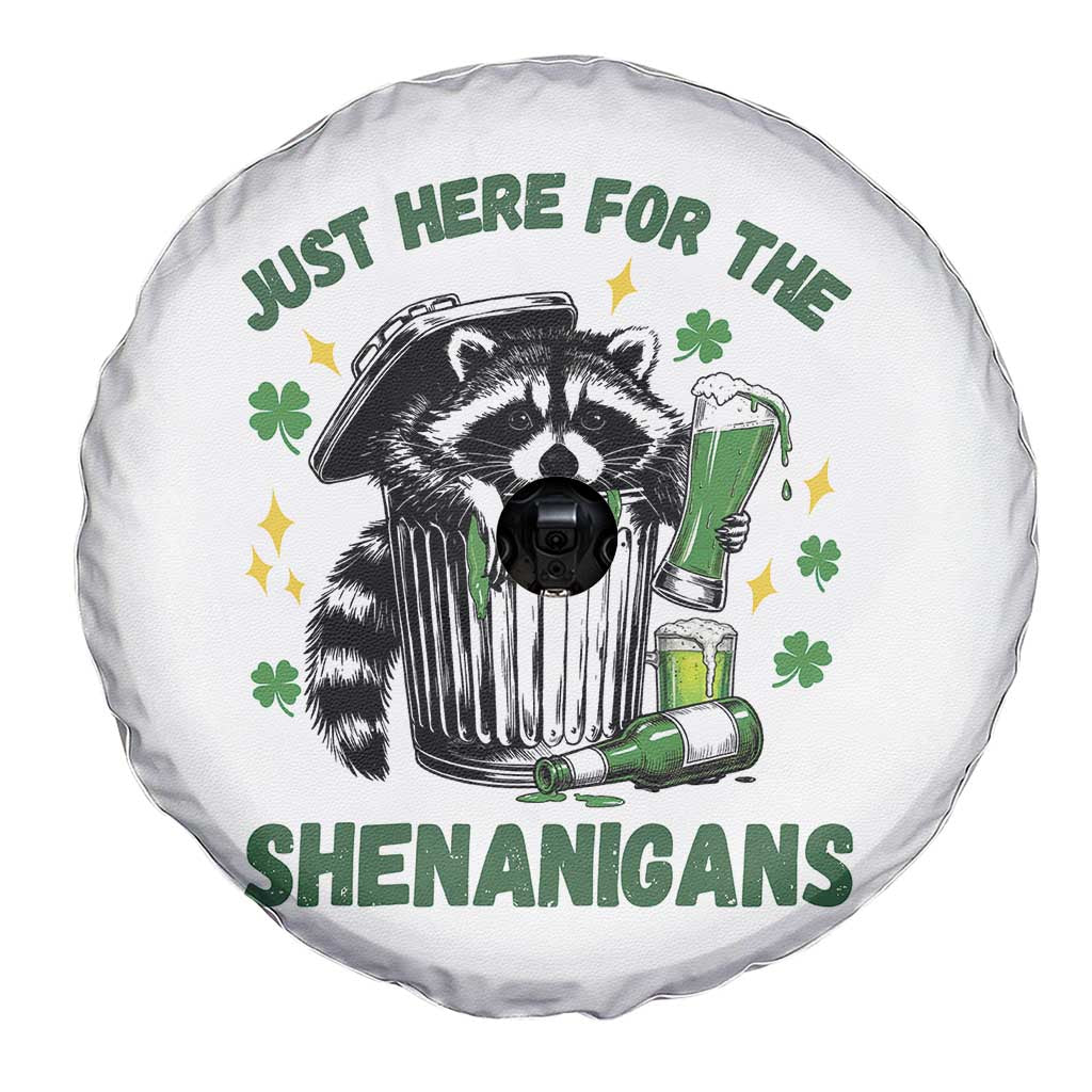 Funny Raccoon St Patricks Day Meme Spare Tire Cover Trash Panda Just Here For The Shenanigans TS14 Print Your Wear