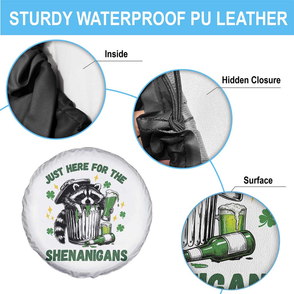 Funny Raccoon St Patricks Day Meme Spare Tire Cover Trash Panda Just Here For The Shenanigans TS14 Print Your Wear