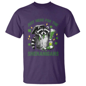 Funny Raccoon St Patricks Day Meme T Shirt Trash Panda Just Here For The Shenanigans TS14 Purple Print Your Wear