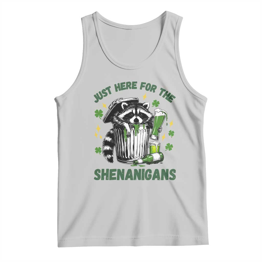 Funny Raccoon St Patricks Day Meme Tank Top Trash Panda Just Here For The Shenanigans TS14 Ash Print Your Wear
