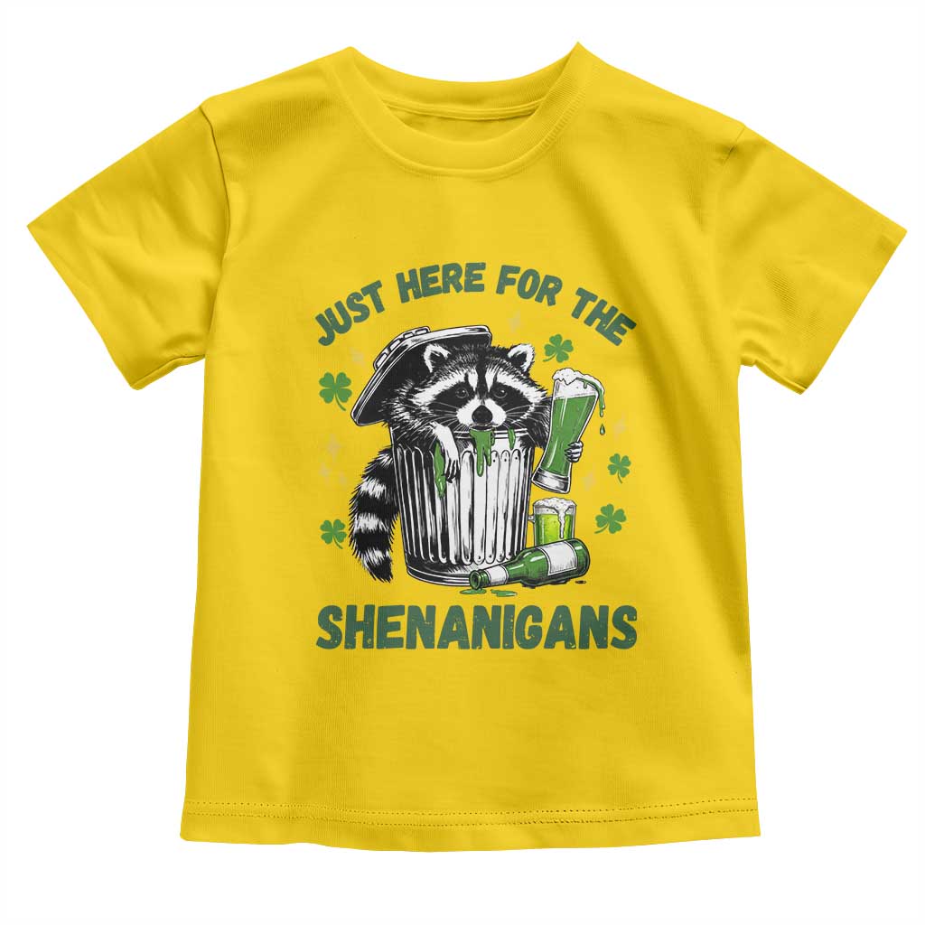 Funny Raccoon St Patricks Day Meme Toddler T Shirt Trash Panda Just Here For The Shenanigans TS14 Daisy Print Your Wear