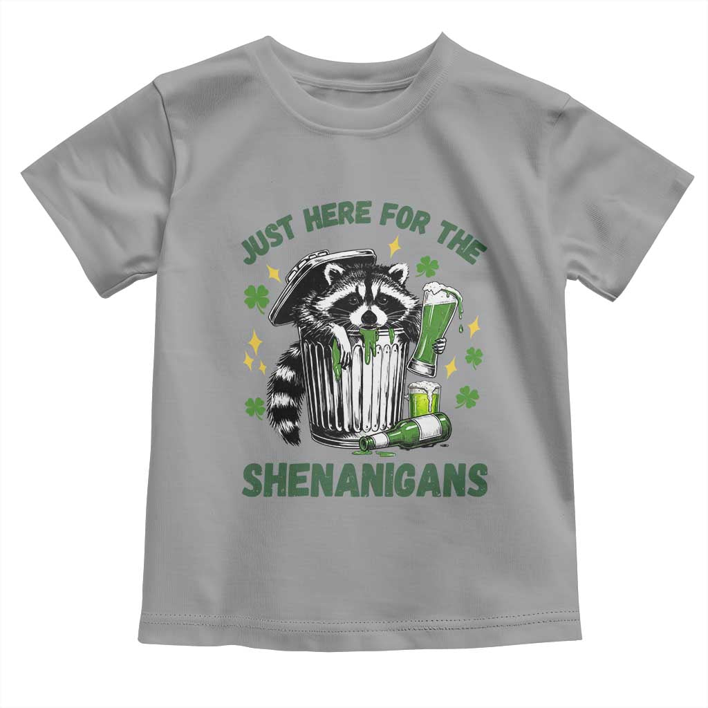 Funny Raccoon St Patricks Day Meme Toddler T Shirt Trash Panda Just Here For The Shenanigans TS14 Sport Gray Print Your Wear