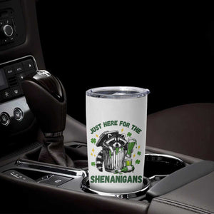 Funny Raccoon St Patricks Day Meme Tumbler Cup Trash Panda Just Here For The Shenanigans TS14 Print Your Wear
