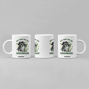 Funny Raccoon St Patricks Day Meme Coffee Mug Trash Panda Just Here For The Shenanigans TS14 Print Your Wear