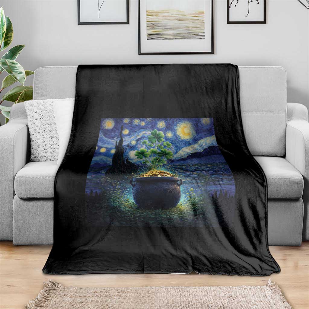 St Patricks Day Starry Night Shamrock Van Gogh Art Throw Blanket TS14 Print Your Wear