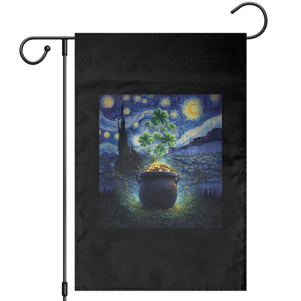 St Patricks Day Starry Night Shamrock Van Gogh Art Garden Flag TS14 Black Print Your Wear