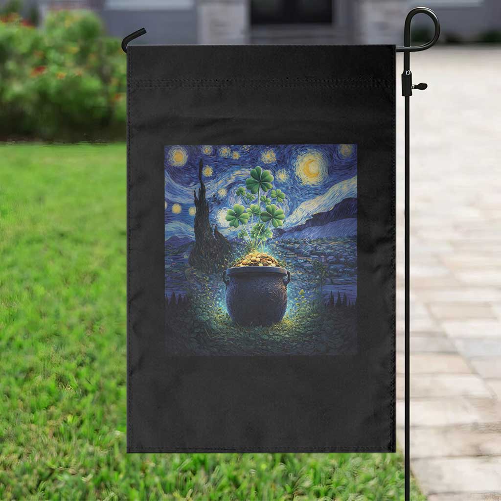 St Patricks Day Starry Night Shamrock Van Gogh Art Garden Flag TS14 Print Your Wear