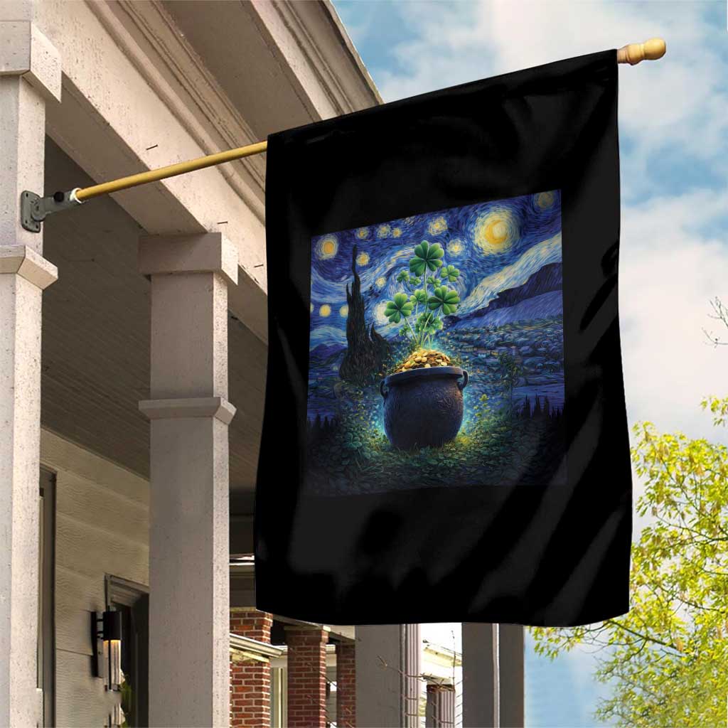 St Patricks Day Starry Night Shamrock Van Gogh Art Garden Flag TS14 Print Your Wear