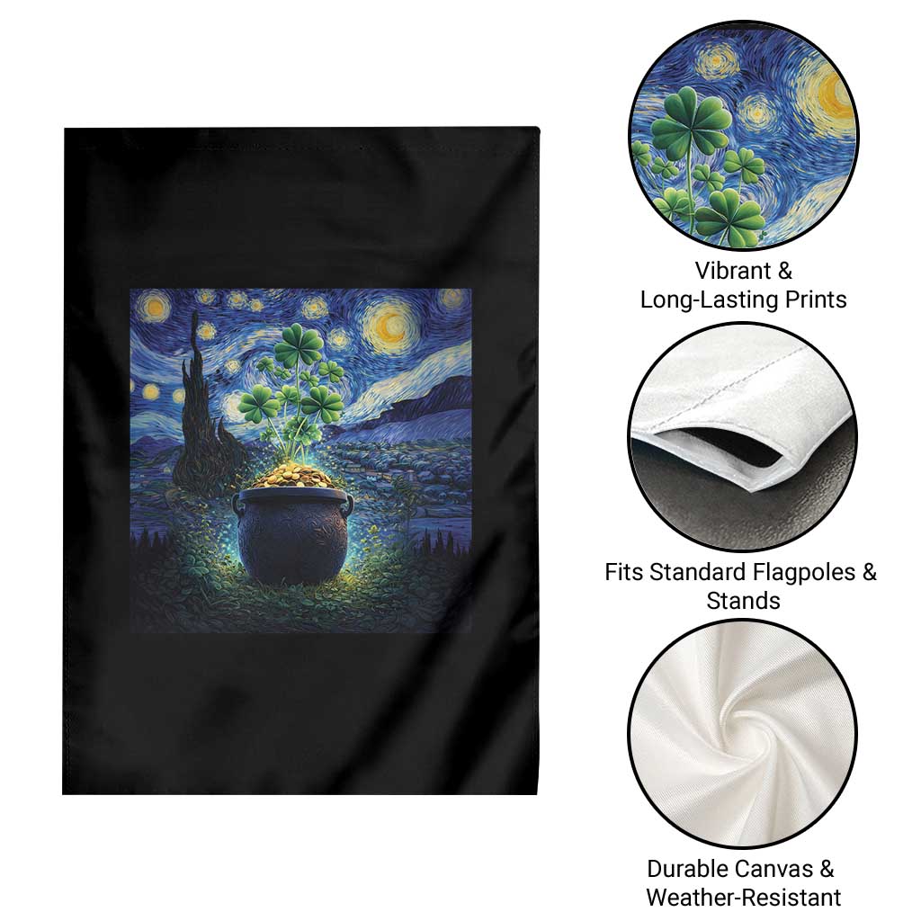 St Patricks Day Starry Night Shamrock Van Gogh Art Garden Flag TS14 Print Your Wear