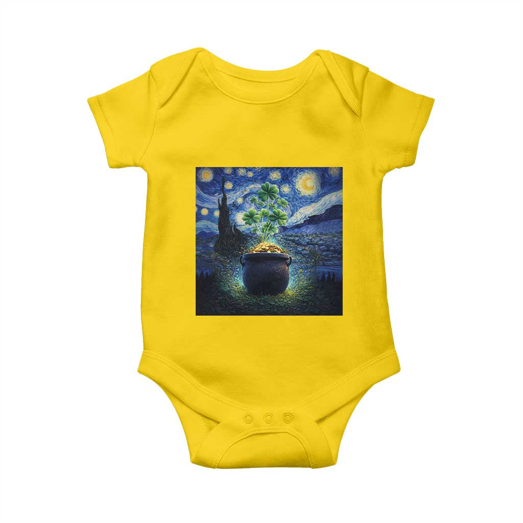 St Patricks Day Starry Night Shamrock Van Gogh Art Baby Onesie TS14 Daisy Print Your Wear