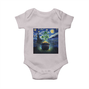 St Patricks Day Starry Night Shamrock Van Gogh Art Baby Onesie TS14 Ice Gray Print Your Wear