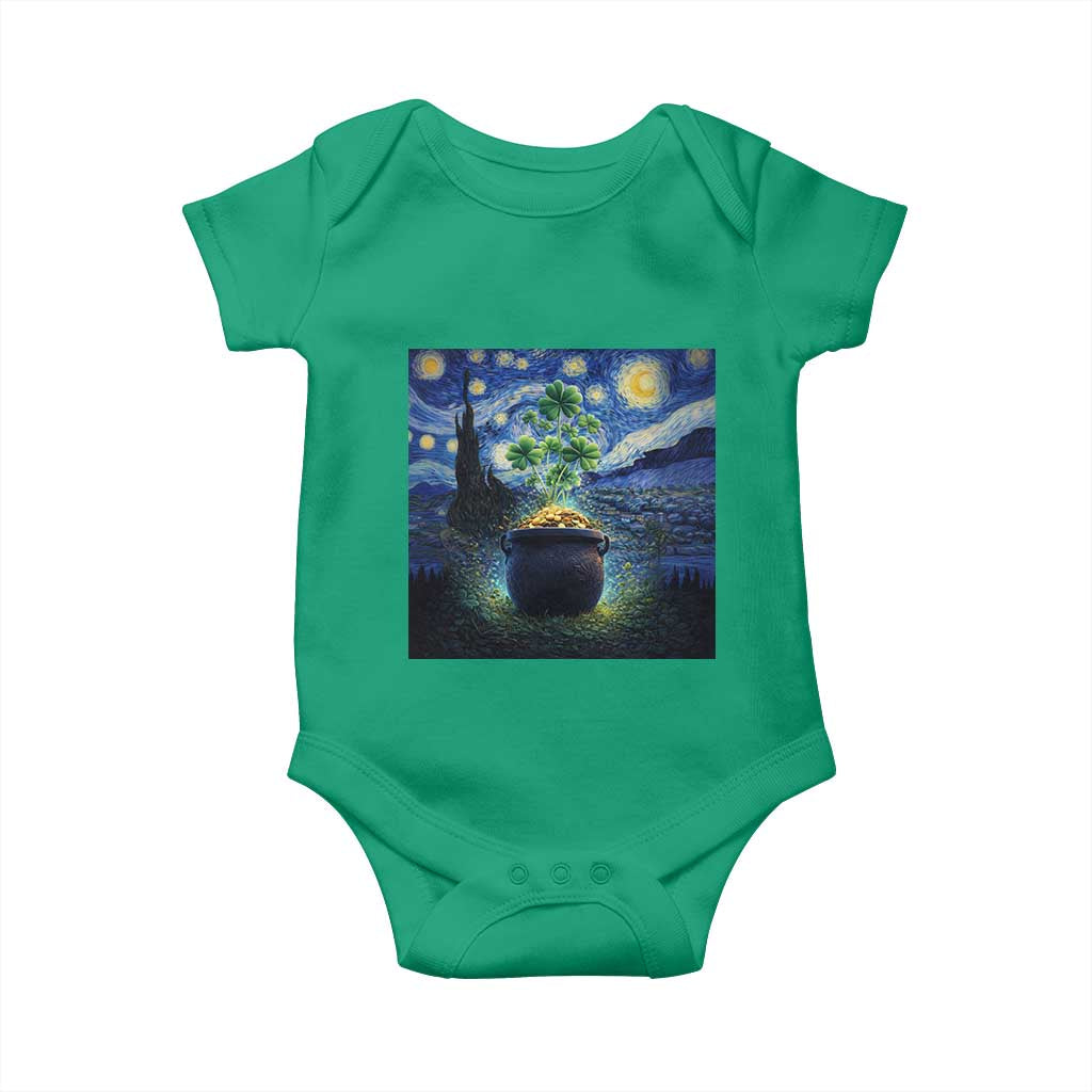St Patricks Day Starry Night Shamrock Van Gogh Art Baby Onesie TS14 Irish Green Print Your Wear