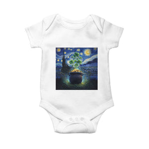 St Patricks Day Starry Night Shamrock Van Gogh Art Baby Onesie TS14 White Print Your Wear