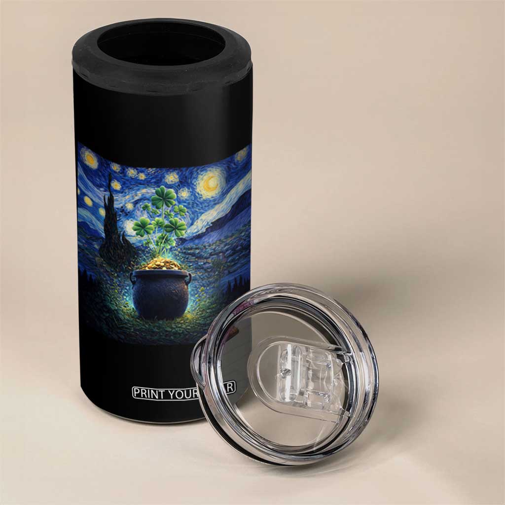St Patricks Day Starry Night Shamrock Van Gogh Art 4 in 1 Can Cooler Tumbler TS14 Print Your Wear