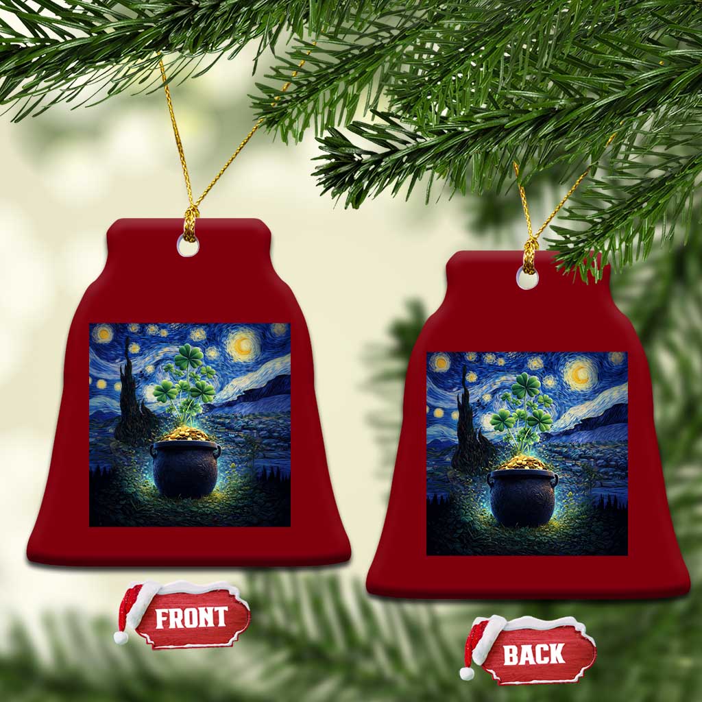 St Patricks Day Starry Night Shamrock Van Gogh Art Ceramic Ornament TS14 Print Your Wear