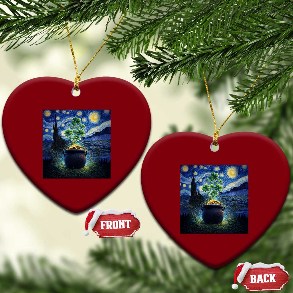 St Patricks Day Starry Night Shamrock Van Gogh Art Ceramic Ornament TS14 Print Your Wear