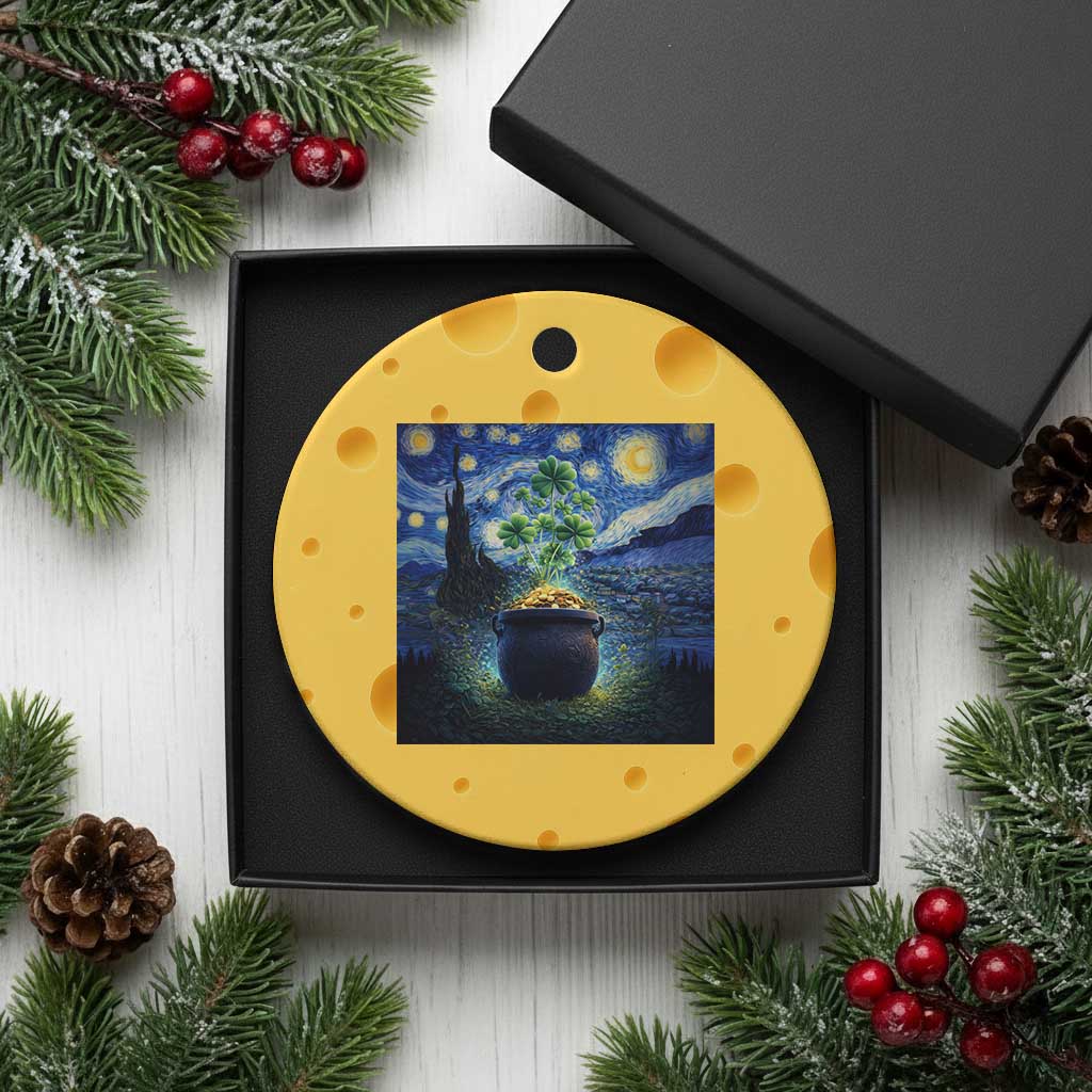 St Patricks Day Starry Night Shamrock Van Gogh Art Ceramic Ornament TS14 1pc Yellow Cheese Print Your Wear