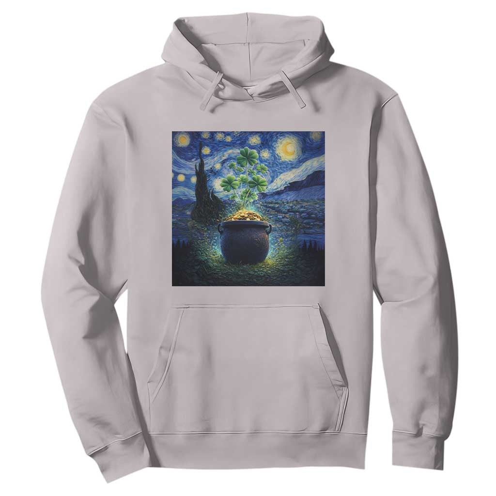 St Patricks Day Starry Night Shamrock Van Gogh Art Hoodie TS14 Ice Gray Print Your Wear