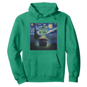 St Patricks Day Starry Night Shamrock Van Gogh Art Hoodie TS14 Irish Green Print Your Wear
