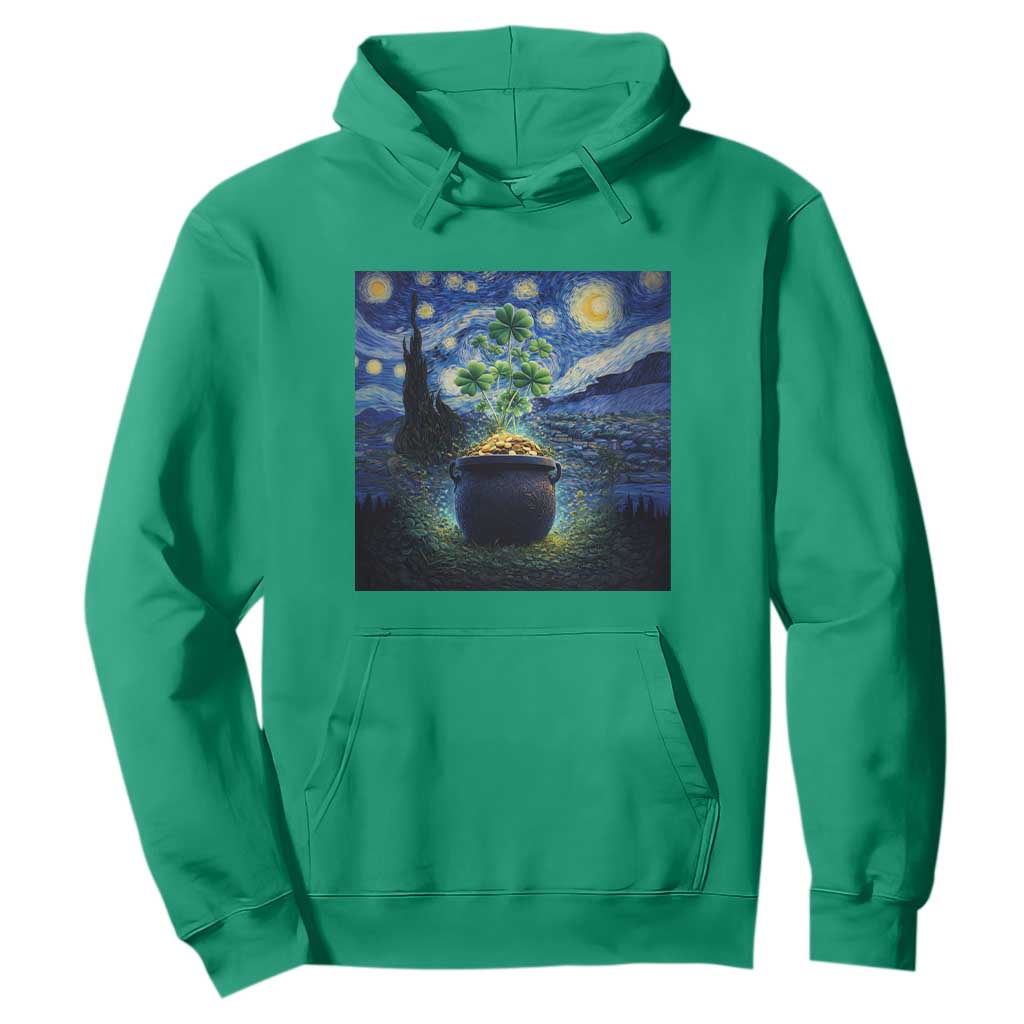 St Patricks Day Starry Night Shamrock Van Gogh Art Hoodie TS14 Irish Green Print Your Wear