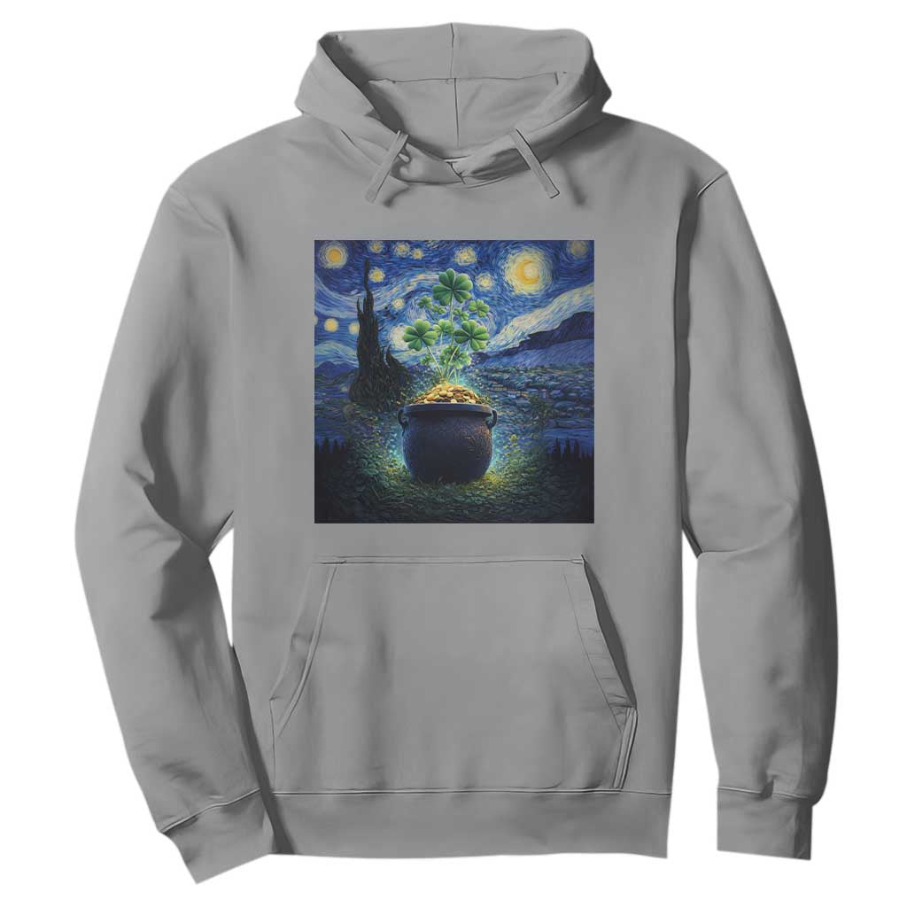 St Patricks Day Starry Night Shamrock Van Gogh Art Hoodie TS14 Sport Gray Print Your Wear