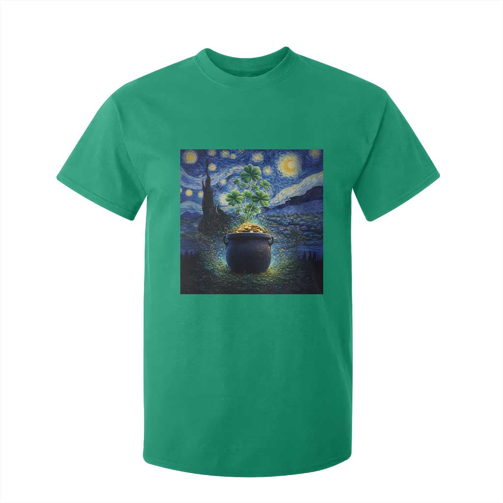 St Patricks Day Starry Night Shamrock Van Gogh Art T Shirt For Kid TS14 Irish Green Print Your Wear