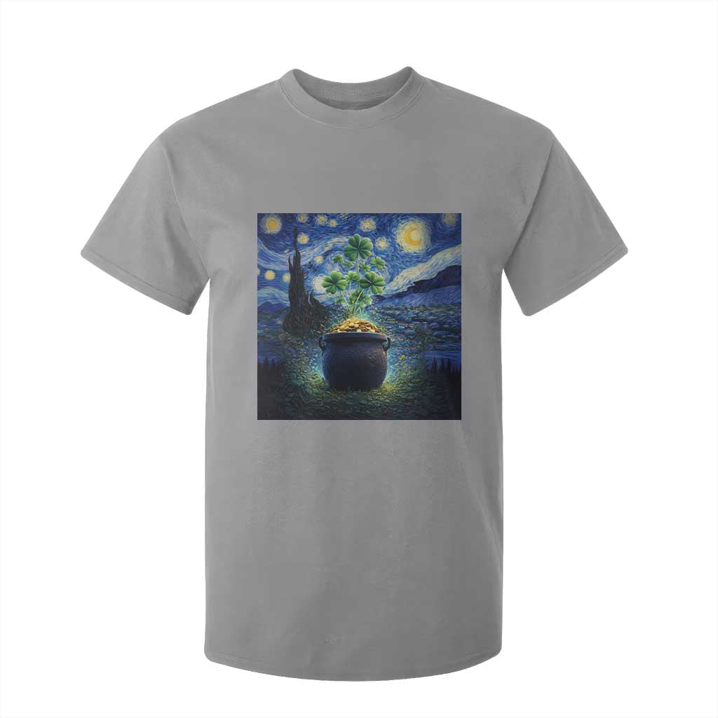 St Patricks Day Starry Night Shamrock Van Gogh Art T Shirt For Kid TS14 Sport Gray Print Your Wear