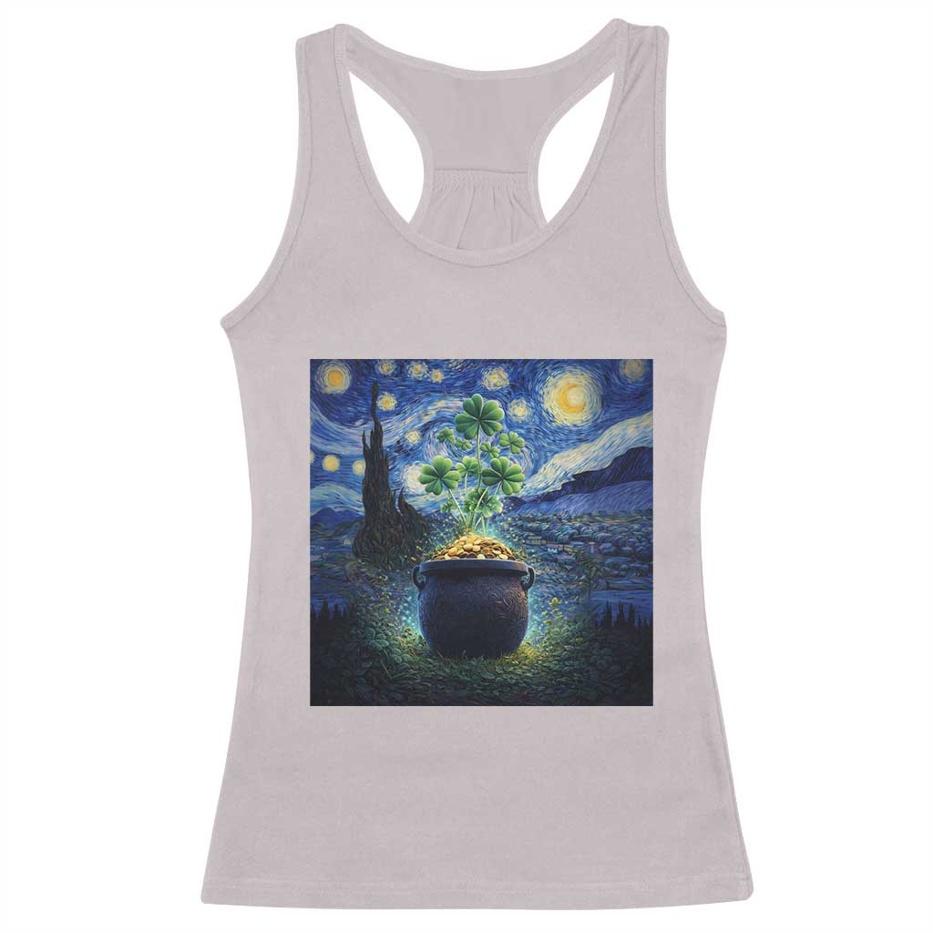 St Patricks Day Starry Night Shamrock Van Gogh Art Racerback Tank Top TS14 Ice Gray Print Your Wear