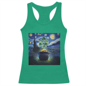 St Patricks Day Starry Night Shamrock Van Gogh Art Racerback Tank Top TS14 Irish Green Print Your Wear