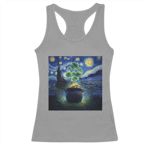 St Patricks Day Starry Night Shamrock Van Gogh Art Racerback Tank Top TS14 Sport Gray Print Your Wear