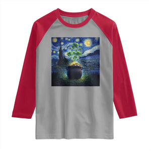 St Patricks Day Starry Night Shamrock Van Gogh Art Raglan Shirt TS14 Sport Gray Red Print Your Wear