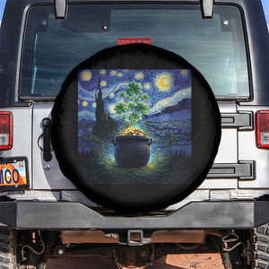 St Patricks Day Starry Night Shamrock Van Gogh Art Spare Tire Cover TS14 No hole Black Print Your Wear